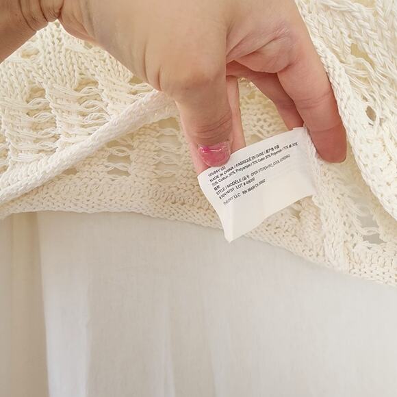 Theory Open Stitch Sweater Cotton-Blend White Size S boxy coastal sheer recent - Picture 7 of 12